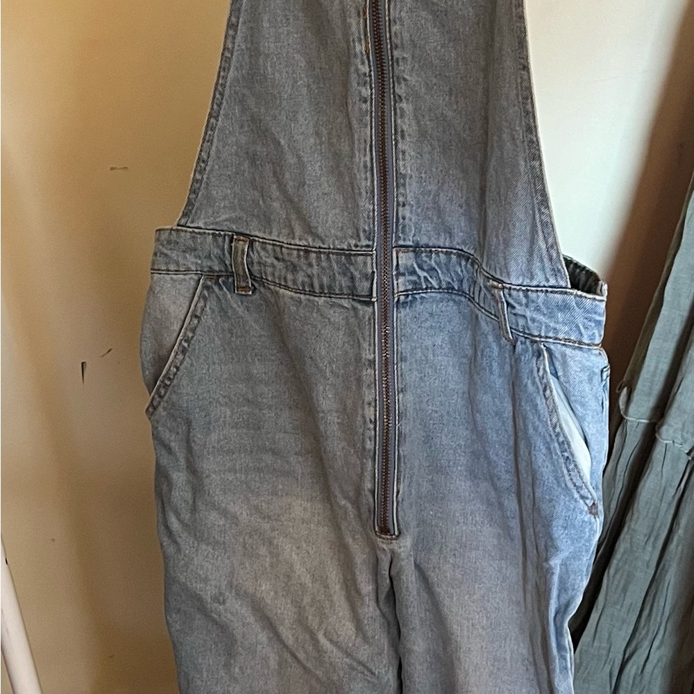 Forever21 Denim Overalls with Front Zipper